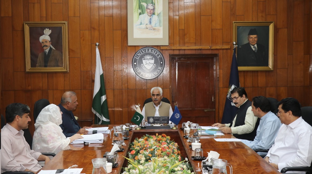 Professor Dr Johar Ali, Vice Chancellor University of Peshawar presiding over the Meeting of ASRB at the Vice Chancellor's Secretariat